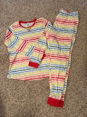 Crayola Rainbow Scribble Stripe Pajama Set with Red Trim